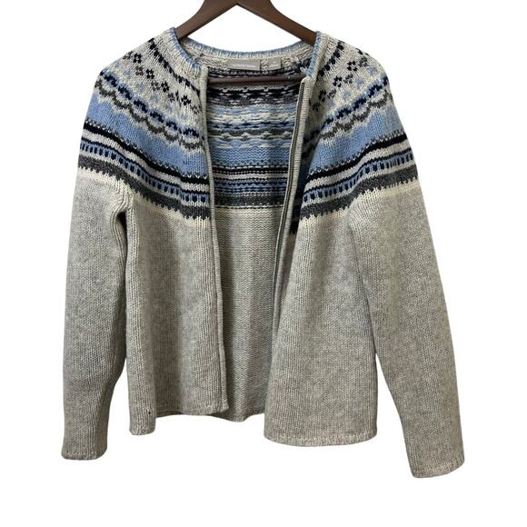 Vintage Nordstrom Fair Isle Wool Zip Cardigan Made In Hong Kong Medium - Picture 5 of 6